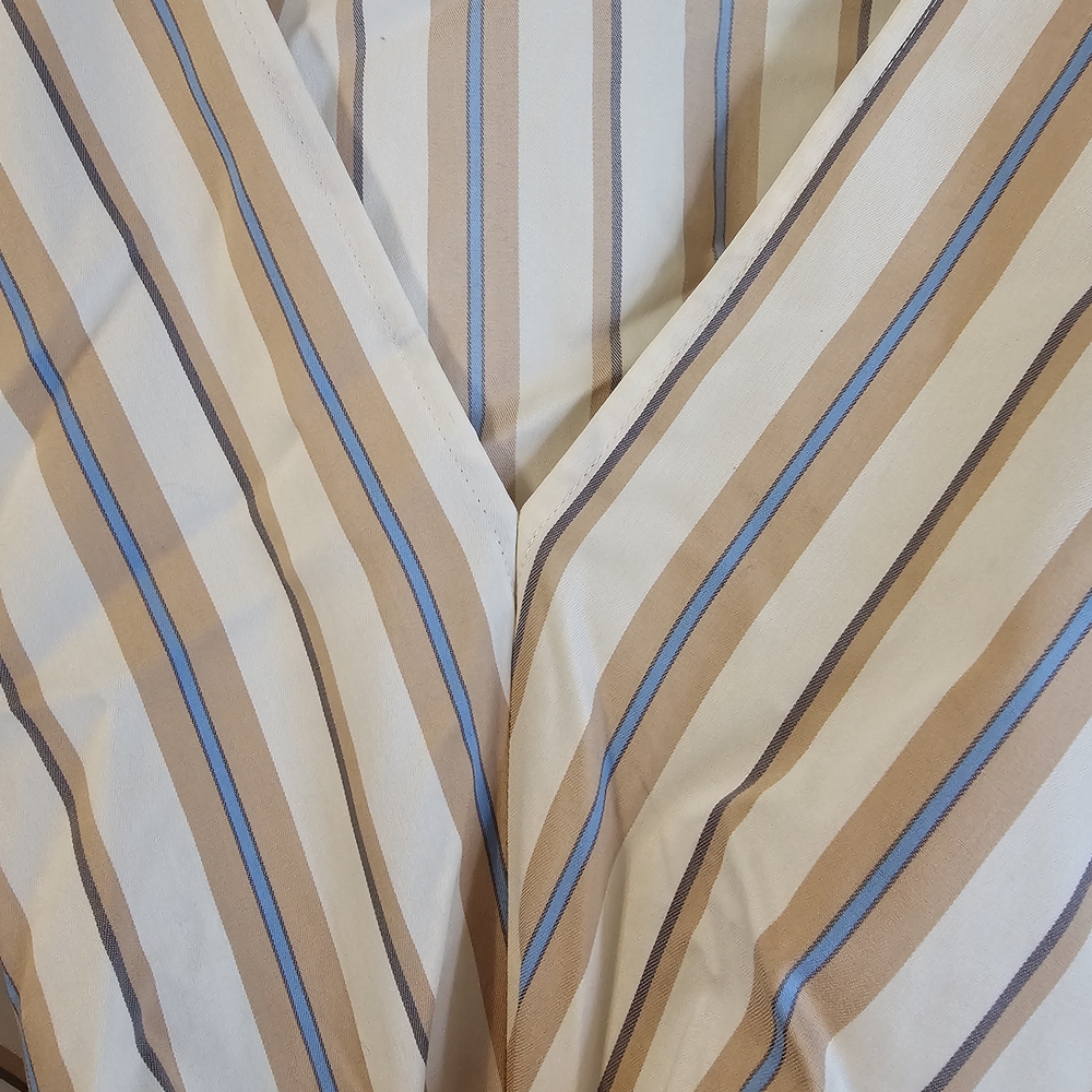 4X Plus Size Striped V-Neck Top in Beige, Blue & White